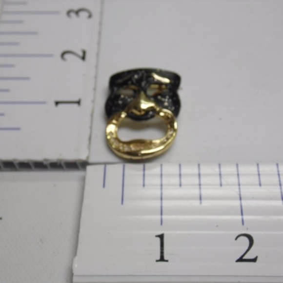 Goldtone Enamel Tribal Mask Fashion Brooch - Picture 3 of 3